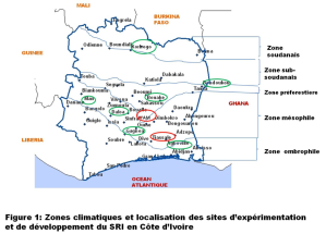 Carte des sites d'expérimentation / développement du SRI en 2014